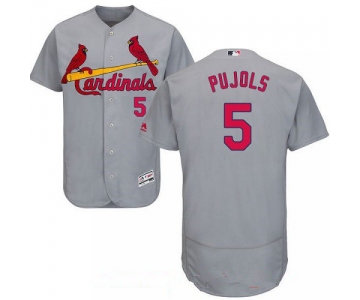 Men's St. Louis Cardinals #5 Albert Pujols Gray Road Stitched MLB Majestic Flex Base Jersey