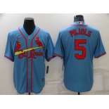 Men's St Louis Cardinals #5 Albert Pujols Light Blue Stitched MLB Cool Base Nike Jersey