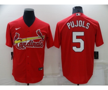 Men's St Louis Cardinals #5 Albert Pujols Red Stitched MLB Cool Base Nike Jersey