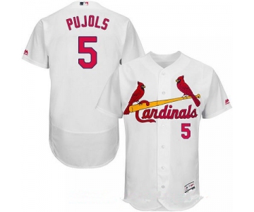 Men's St. Louis Cardinals #5 Albert Pujols White Home Stitched MLB Majestic Flex Base Jersey