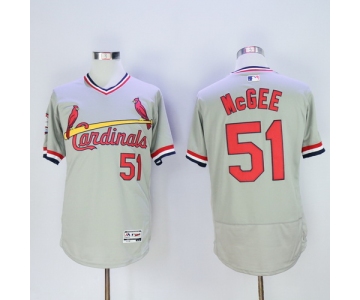 Men's St. Louis Cardinals #51 Willie McGee Retired Gray Pullover 2016 Flexbase Majestic Baseball Jersey