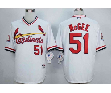 Men's St. Louis Cardinals #51 Willie McGee White 1982 Turn Back The Clock Jersey