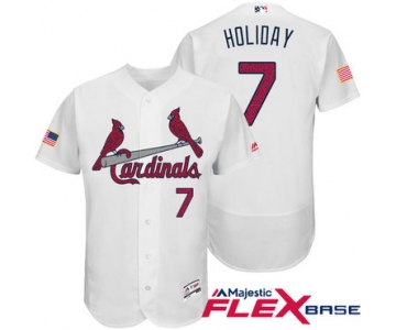 Men's St. Louis Cardinals #7 Matt Holliday White Stars & Stripes Fashion Independence Day Stitched MLB Majestic Flex Base Jersey