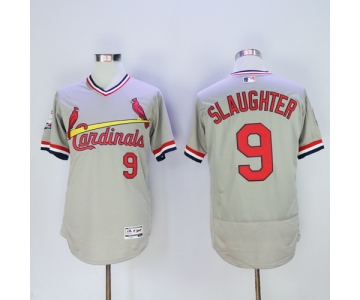 Men's St. Louis Cardinals #9 Enos Slaughter Retired Gray Pullover 2016 Flexbase Majestic Baseball Jersey