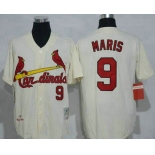 Men's St. Louis Cardinals #9 Roger Maris Cream Stitched 1967 MLB Cooperstown Collection Jersey by Mitchell & Ness