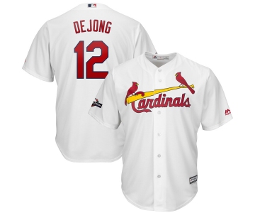 St. Louis Cardinals #12 Paul DeJong Majestic 2019 Postseason Official Cool Base Player White Jersey