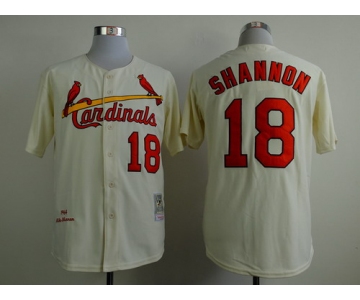 St. Louis Cardinals #18 Mike Shannon 1964 Cream Throwback Jersey