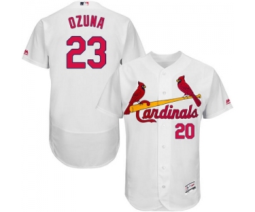 St. Louis Cardinals #23 Marcell Ozuna White Flexbase Authentic Collection Stitched MLB Jersey