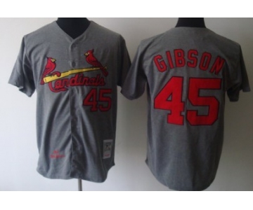 St. Louis Cardinals #45 Bob Gibson 1967 Gray Wool Throwback Jersey