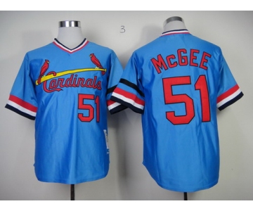 St. Louis Cardinals #51 Willie McGee 1982 Light Blue Throwback Jersey