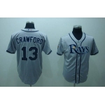 Men's Tampa Bay Rays #13 Carl Crawford Gray Road Stitched MLB Majestic Cool Base Jersey