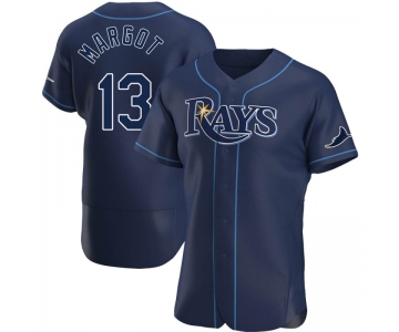 Men's Tampa Bay Rays #13 Manuel Margot Navy Alternate Nike Jersey