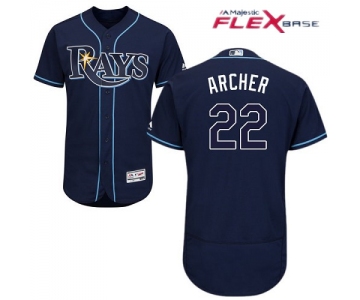 Men's Tampa Bay Rays #22 Chris Archer Navy Blue Alternate Stitched MLB Majestic Flex Base Jersey