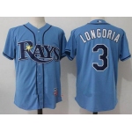 Men's Tampa Bay Rays #3 Evan Longoria Light Blue Alternate Stitched MLB Majestic Cool Base Jersey