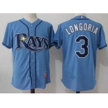 Men's Tampa Bay Rays #3 Evan Longoria Light Blue Alternate Stitched MLB Majestic Cool Base Jersey