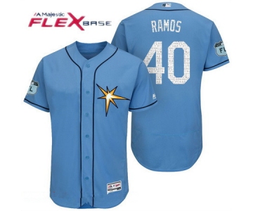 Men's Tampa Bay Rays #40 Wilson Ramos Light Blue 2017 Spring Training Stitched MLB Majestic Flex Base Jersey