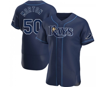 Men's Tampa Bay Rays #50 Charlie Morton Navy Alternate Nike Jersey