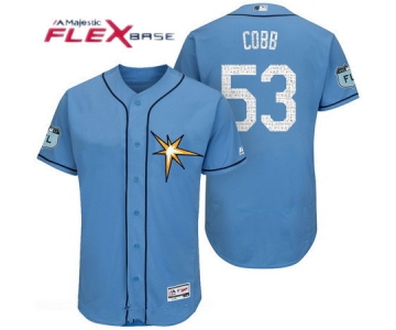 Men's Tampa Bay Rays #53 Alex Cobb Light Blue 2017 Spring Training Stitched MLB Majestic Flex Base Jersey