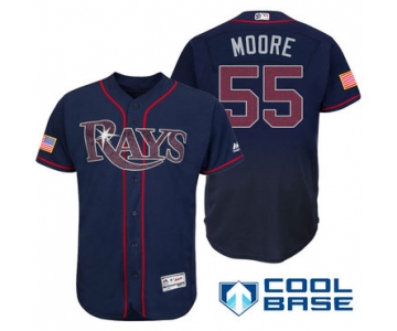 Men's Tampa Bay Rays #55 Matt Moore Navy Blue Stars & Stripes Fashion Independence Day Stitched MLB Majestic Cool Base Jersey