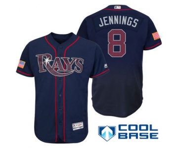 Men's Tampa Bay Rays #8 Desmond Jennings Navy Blue Stars & Stripes Fashion Independence Day Stitched MLB Majestic Cool Base Jersey