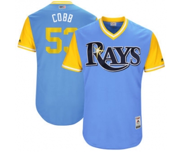 Men's Tampa Bay Rays Alex Cobb Cobb Majestic Light Blue 2017 Players Weekend Authentic Jersey
