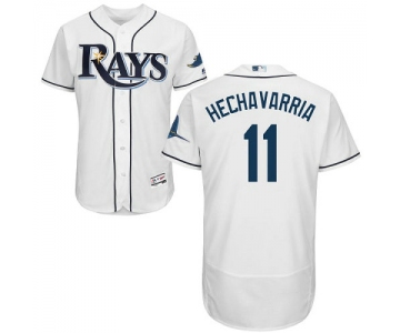 Tampa Bay Rays #11 Adeiny Hechavarria White Flexbase Authentic Collection Stitched Baseball Jersey