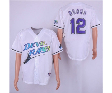 Tampa Bay Rays #12 Wade Boggs White Cooperstown Collection Jersey