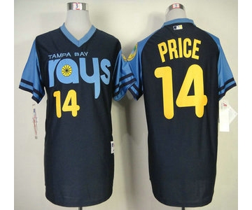 Tampa Bay Rays #14 David Price 1970's Turn Back The Clock Navy Blue Jersey