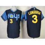 Tampa Bay Rays #3 Evan Longoria 1970 Navy Blue Jersey