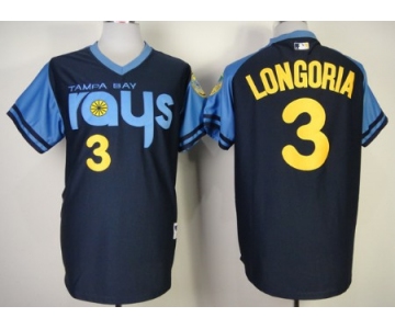 Tampa Bay Rays #3 Evan Longoria 1970 Navy Blue Jersey