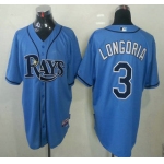 Tampa Bay Rays #3 Evan Longoria Light Blue Cool Base MLB Jersey