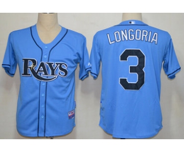 Tampa Bay Rays #3 Evan Longoria Light Blue Jersey