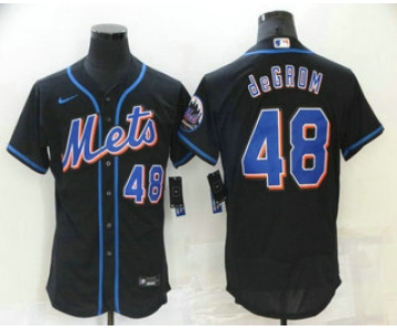 Men's New York Mets #48 Jacob deGrom Black Stitched MLB Flex Base Nike Jersey