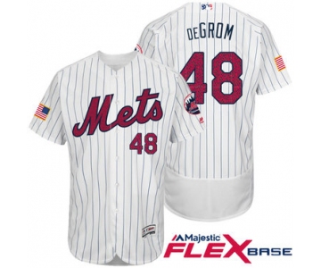 Men's New York Mets #48 Jacob deGrom White Stars & Stripes Fashion Independence Day Stitched MLB Majestic Flex Base Jersey