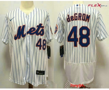 Men's New York Mets #48 Jacob deGrom White Stitched MLB Flex Base Nike Jersey