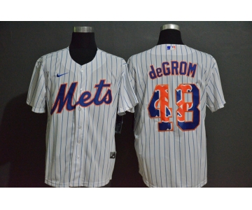 Men's New York Mets #48 Jacob deGrom White Team Logo Stitched MLB Cool Base Nike Jersey