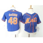 Toddler New York Mets #48 Jacob deGrom Alternate Blue With Orange MLB Majestic Baseball Jersey
