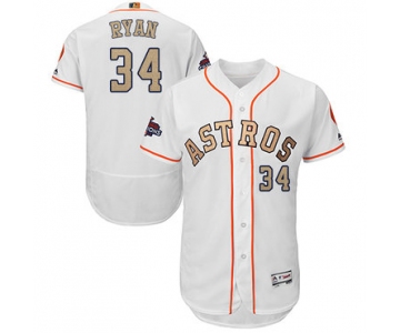 Houston Astros #34 Nolan Ryan White FlexBase Authentic 2018 Gold Program Cool Base Stitched MLB Jersey