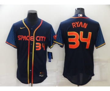 Men's Houston Astros #34 Nolan Ryan 2022 Navy City Connect Flex Base Stitched Baseball Jersey