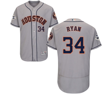 Men's Houston Astros #34 Nolan Ryan Grey Flexbase Authentic Collection 2017 World Series Bound Stitched MLB Jersey