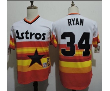 Men's Houston Astros #34 Nolan Ryan Rainbow Stitched MLB Majestic Cool Base Cooperstown Collection Player Jersey