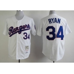 Texas Rangers #34 Nolan Ryan 1993 White Throwback Jersey