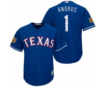 Men's Texas Rangers #1 Elvis Andrus Royal Blue 2017 Spring Training Stitched MLB Majestic Cool Base Jersey