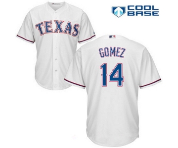 Men's Texas Rangers #14 Carlos Gomez White Home Stitched MLB Majestic Cool Base Jersey