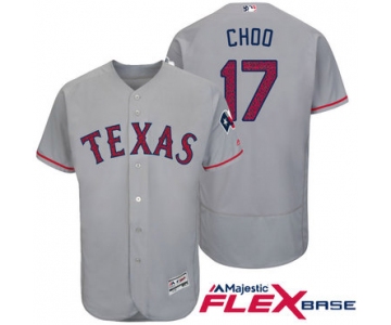 Men's Texas Rangers #17 Shin-soo Choo Gray Stars & Stripes Fashion Independence Day Stitched MLB Majestic Flex Base Jersey