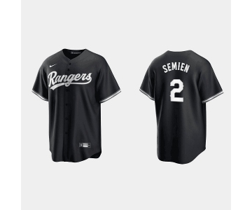 Men's Texas Rangers #2 Marcus Semien Black Cool Base Stitched Baseball Jersey