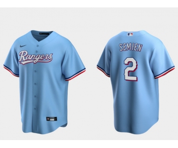 Men's Texas Rangers #2 Marcus Semien Light Blue Cool Base Stitched Baseball Jersey