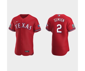 Men's Texas Rangers #2 Marcus Semien Red Flex Base Stitched Jersey