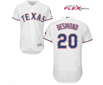 Men's Texas Rangers #20 Ian Desmond White Home 2016 Flex Base Majestic Stitched MLB Jersey