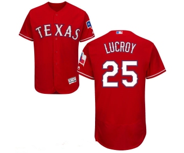 Men's Texas Rangers #25 Jonathan Lucroy Red 2016 Flex Base Majestic Stitched MLB Jersey